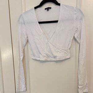 Garage White Ribbed Crop Top